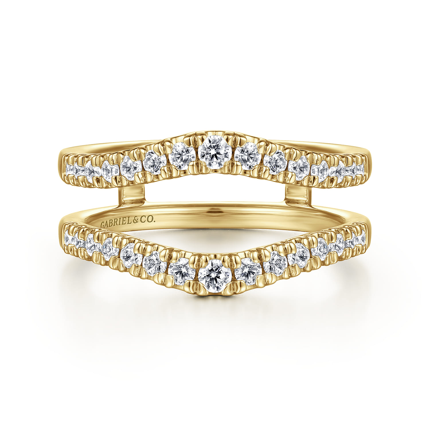 Enhancer Wedding Ring in 14k Yellow Gold with Round Natural Diamond at Gabriel & Co. - Shot 1