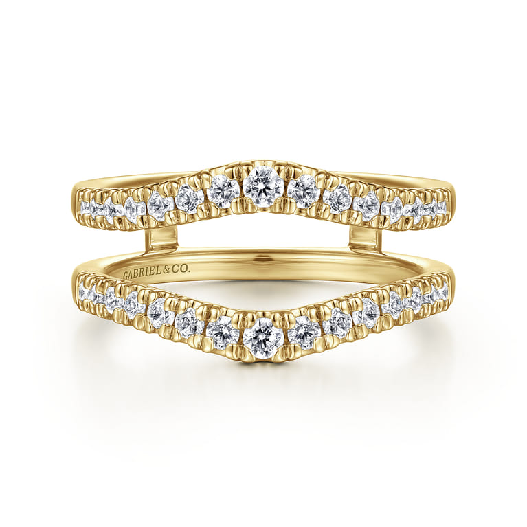 Enhancer Wedding Ring in 14k Yellow Gold with Round Natural Diamond at Gabriel & Co. - Shot 1