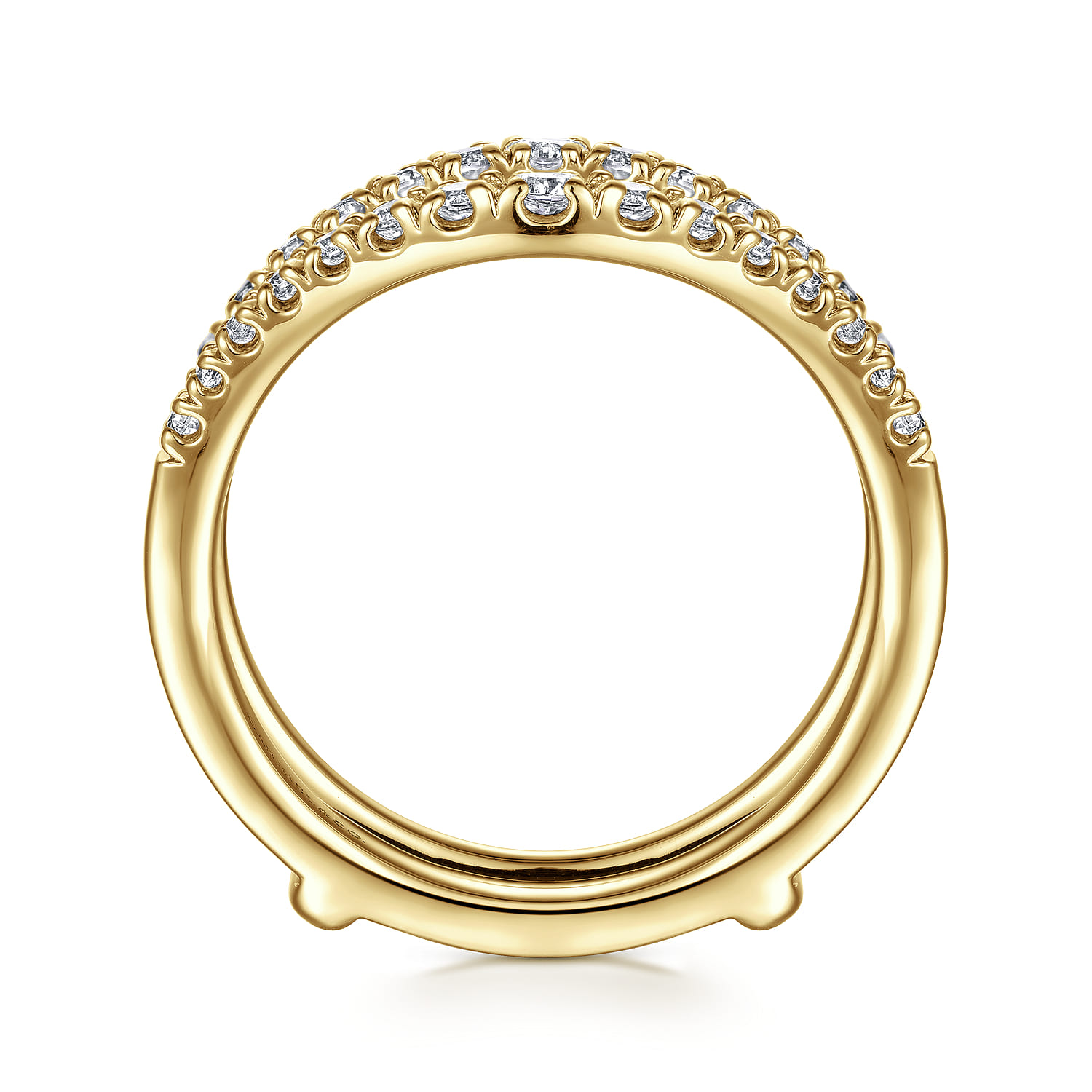 Enhancer Wedding Ring in 14k Yellow Gold with Round Natural Diamond at Gabriel & Co. - Shot 2