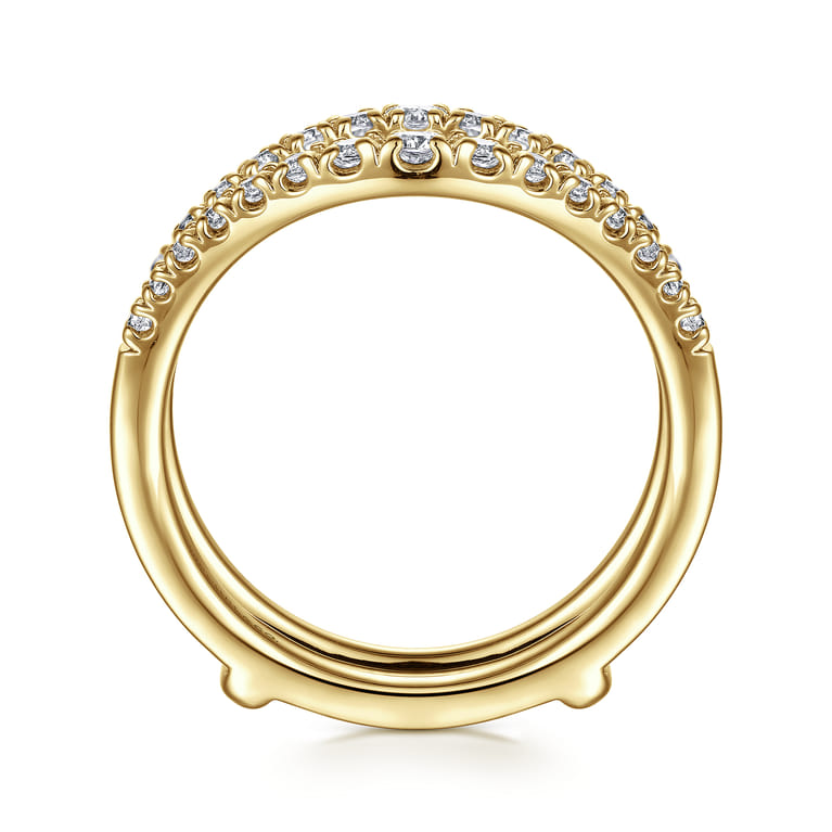 Enhancer Wedding Ring in 14k Yellow Gold with Round Natural Diamond at Gabriel & Co. - Shot 2