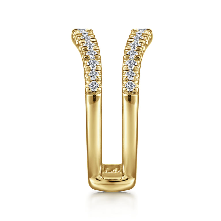 Enhancer Wedding Ring in 14k Yellow Gold with Round Natural Diamond at Gabriel & Co. - Shot 4