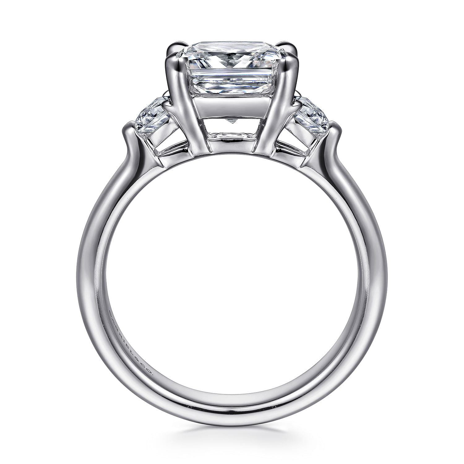 Emme - 18K White Gold Cushion Cut Three Stone Diamond Engagement Ring