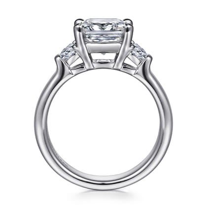 Emme - 18K White Gold Cushion Cut Three Stone Diamond Engagement Ring
