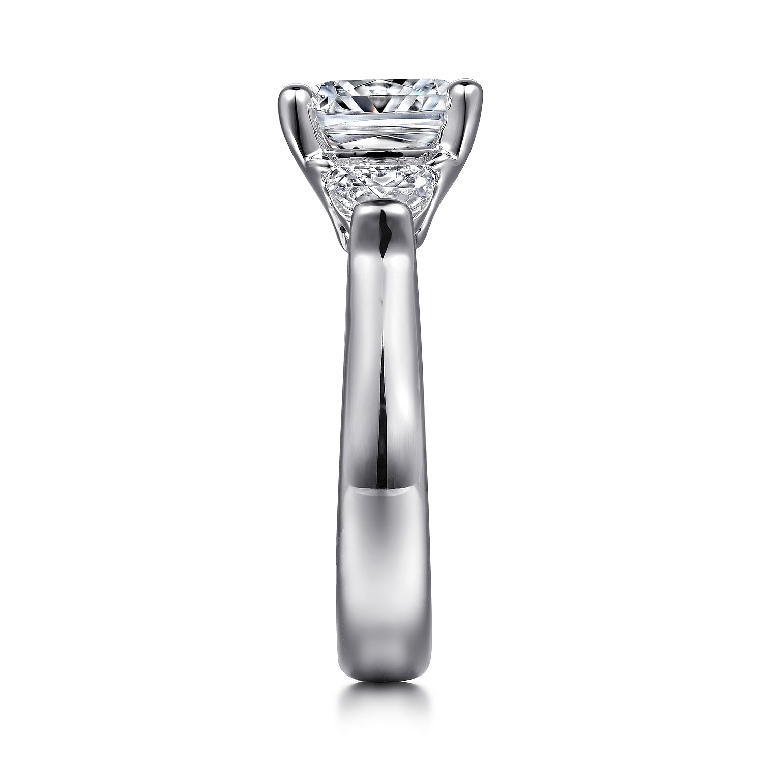 Emme - 18K White Gold Cushion Cut Three Stone Diamond Engagement Ring