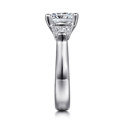 Emme - 18K White Gold Cushion Cut Three Stone Diamond Engagement Ring