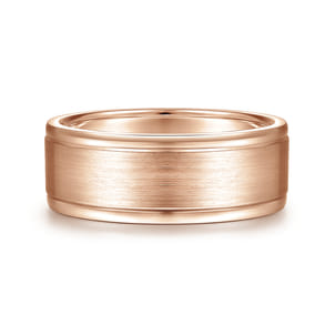 Emmett - 14K Rose Gold 8mm - Men's Wedding Band in Satin Finish