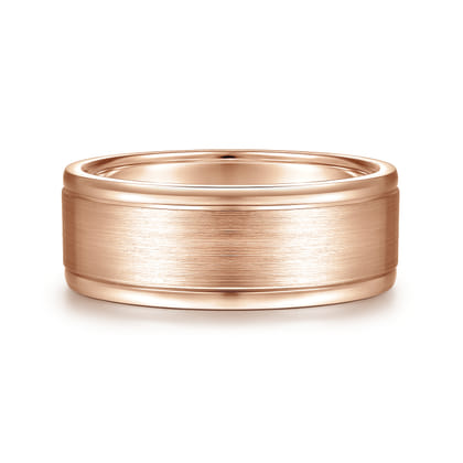 Emmett - 14K Rose Gold 8mm - Men's Wedding Band in Satin Finish