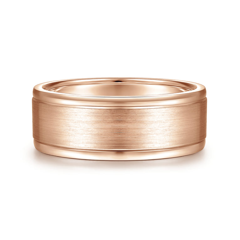 Emmett - 14K Rose Gold 8mm - Men's Wedding Band in Satin Finish - Shot 1
