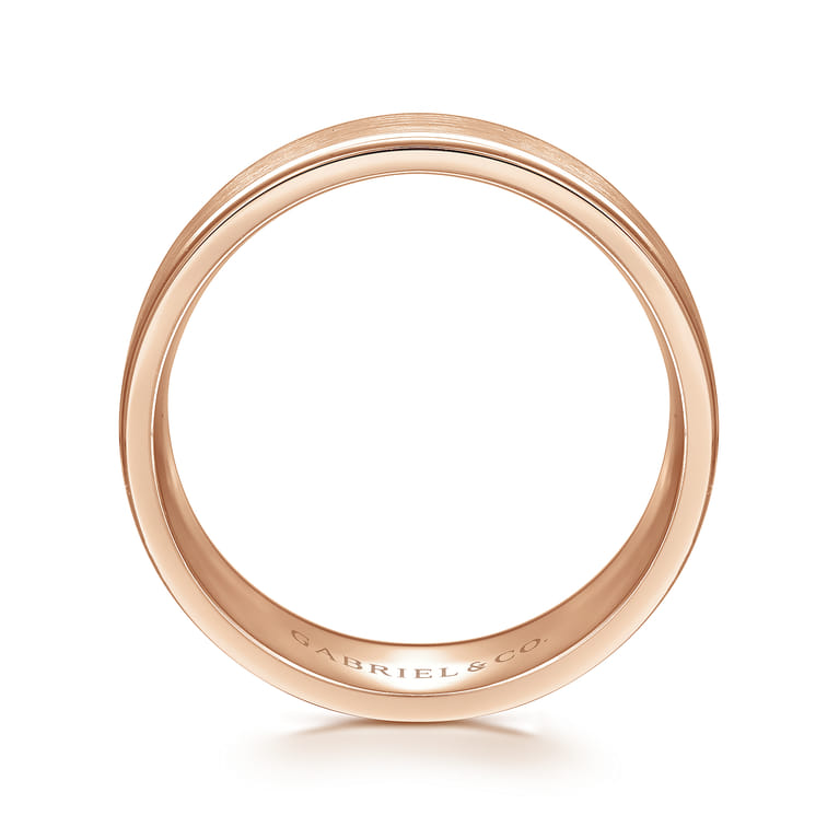Emmett - 14K Rose Gold 8mm - Men's Wedding Band in Satin Finish - Shot 2