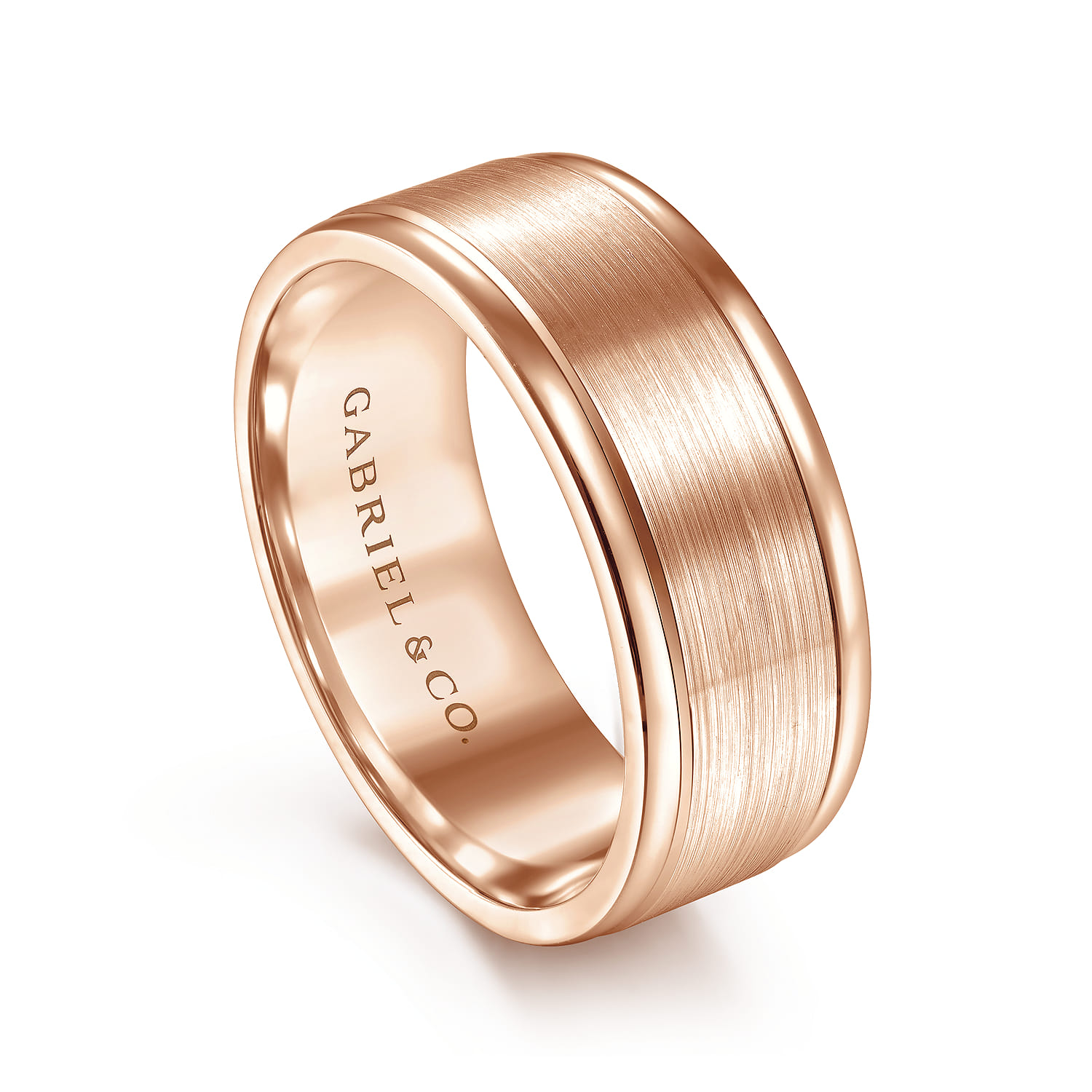 Emmett - 14K Rose Gold 8mm - Men's Wedding Band in Satin Finish - Shot 3