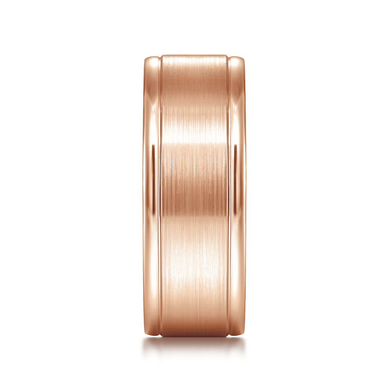Emmett - 14K Rose Gold 8mm - Men's Wedding Band in Satin Finish - Shot 4