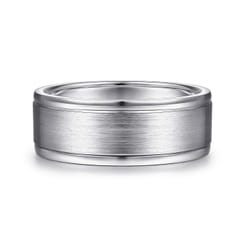 Emmett - 14K White Gold 8mm - Men's Wedding Band in Satin Finish