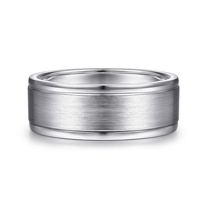 Emmett - 14K White Gold 8mm - Men's Wedding Band in Satin Finish
