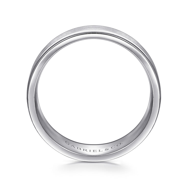 Emmett - 14K White Gold 8mm - Men's Wedding Band in Satin Finish - Shot 2