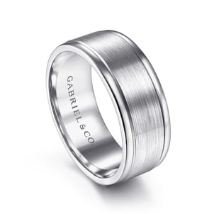 Emmett - 14K White Gold 8mm - Men's Wedding Band in Satin Finish