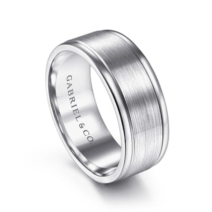 Emmett - 14K White Gold 8mm - Men's Wedding Band in Satin Finish