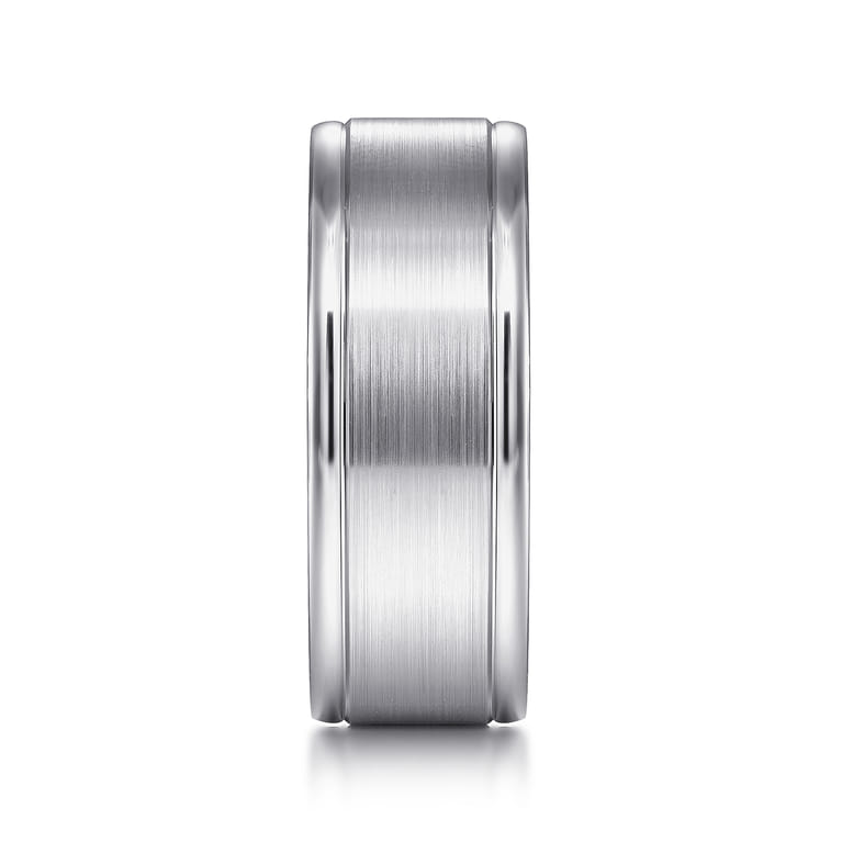 Emmett - 14K White Gold 8mm - Men's Wedding Band in Satin Finish - Shot 4