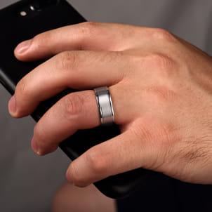 Emmett - 14K White Gold 8mm - Men's Wedding Band in Satin Finish