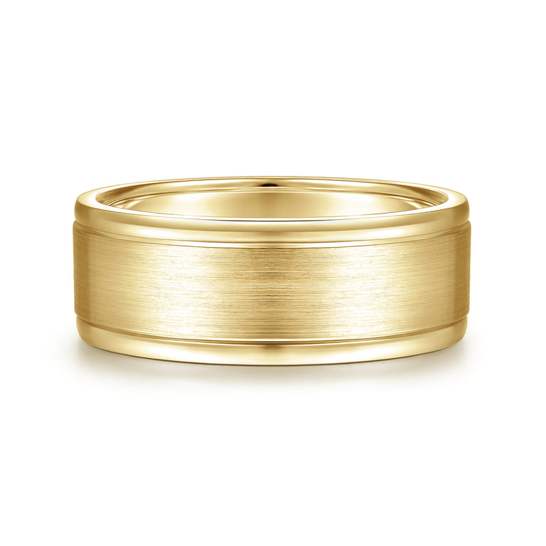 Emmett - 14K Yellow Gold 8mm - Men's Wedding Band in Satin Finish - Shot 1