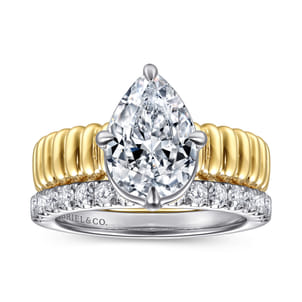 Empress - 14K White-Yellow Gold Pear Shape Diamond Engagement Ring