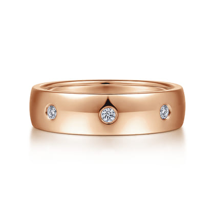 Emrys - 14K Rose Gold Diamond Men's Wedding Ring in High Polished Finish