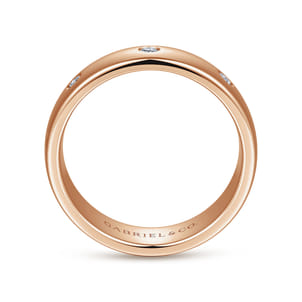 Emrys - 14K Rose Gold Diamond Men's Wedding Ring in High Polished Finish