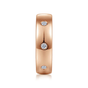 Emrys - 14K Rose Gold Diamond Men's Wedding Ring in High Polished Finish