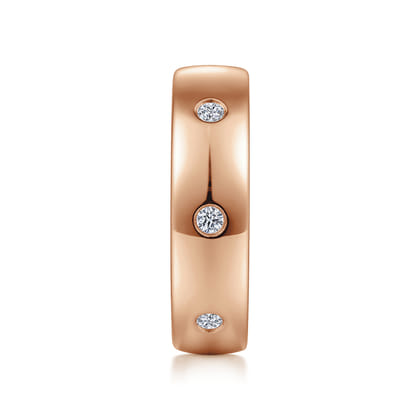 Emrys - 14K Rose Gold Diamond Men's Wedding Ring in High Polished Finish