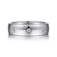 Emrys - 14K White Gold Diamond Men's Wedding Ring in High Polished Finish