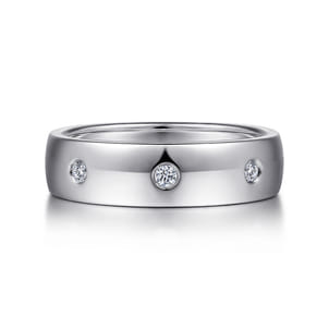 Emrys - 14K White Gold Diamond Men's Wedding Ring in High Polished Finish