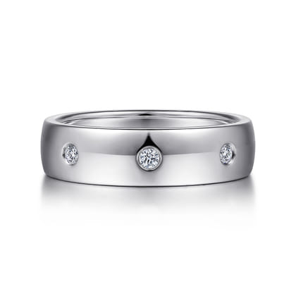 Emrys - 14K White Gold Diamond Men's Wedding Ring in High Polished Finish
