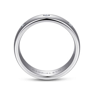 Emrys - 14K White Gold Diamond Men's Wedding Ring in High Polished Finish