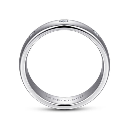 Emrys - 14K White Gold Diamond Men's Wedding Ring in High Polished Finish