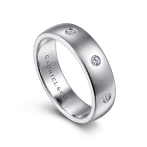 Emrys - 14K White Gold Diamond Men's Wedding Ring in High Polished Finish