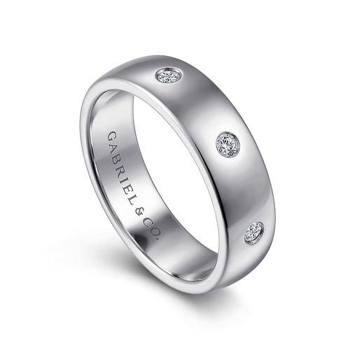 Emrys - 14K White Gold Diamond Men's Wedding Ring in High Polished Finish - 0.27 ct - Shot 3