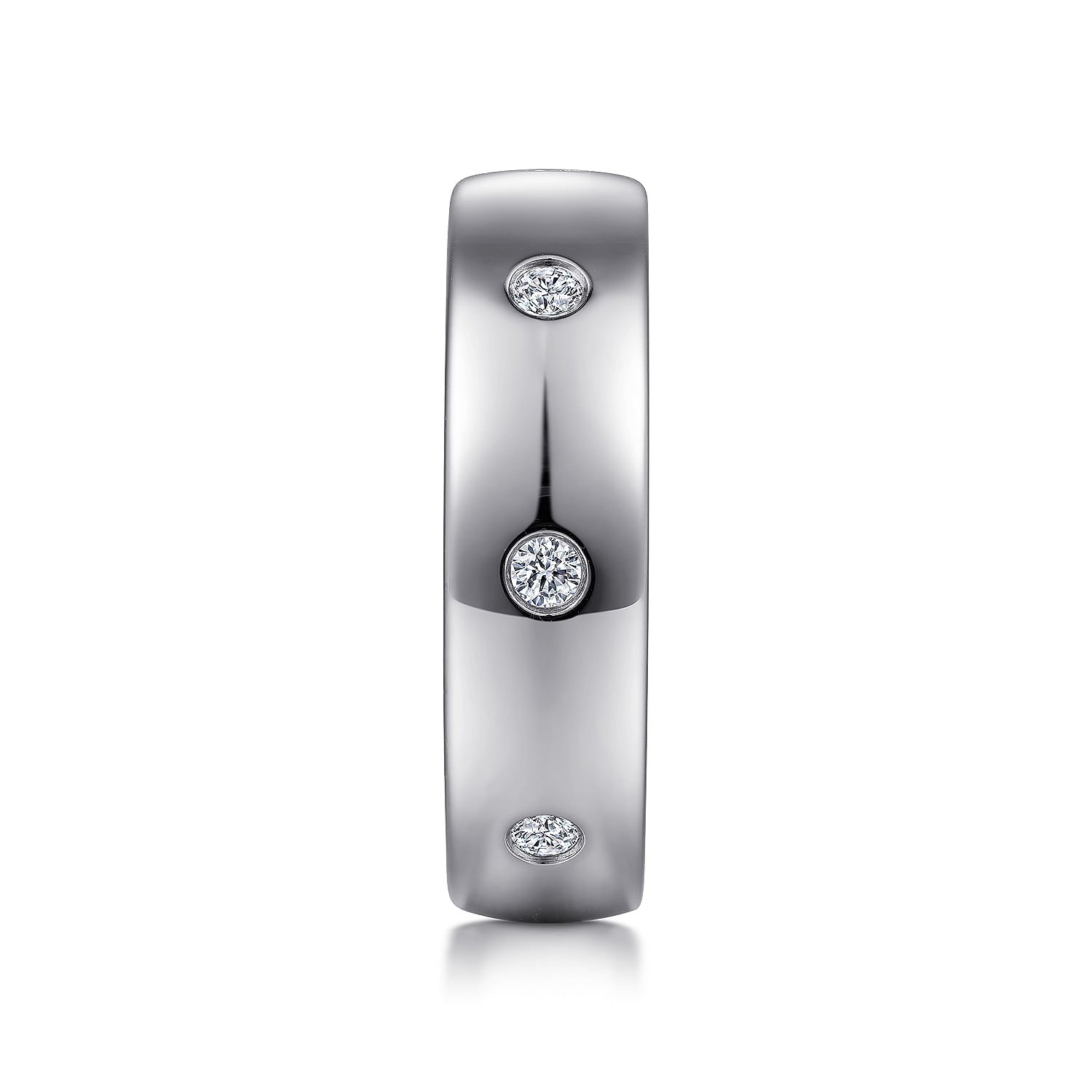 Emrys - 14K White Gold Diamond Men's Wedding Ring in High Polished Finish