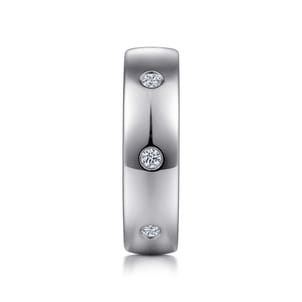 Emrys - 14K White Gold Diamond Men's Wedding Ring in High Polished Finish
