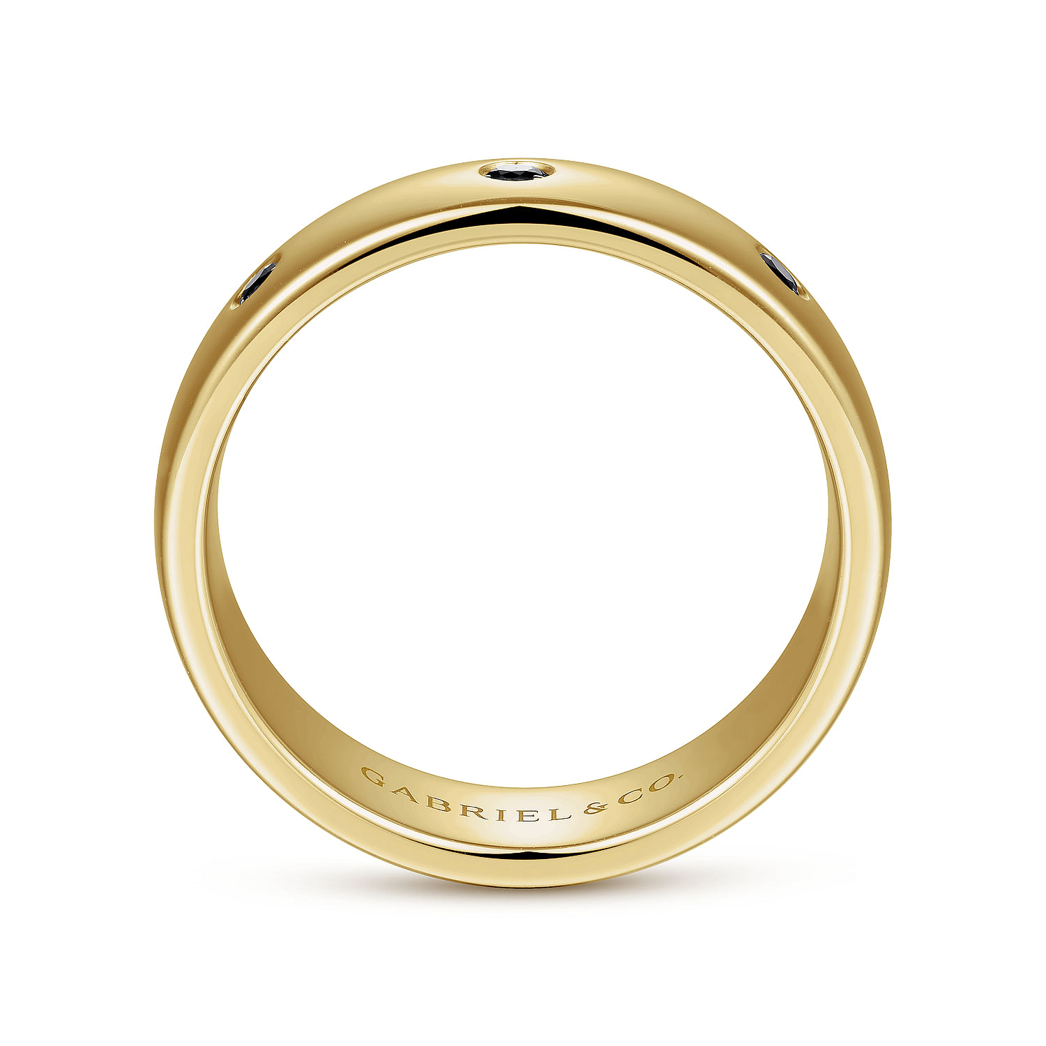 Emrys - 14K Yellow Gold Black Diamond Men's Wedding Ring in High Polished Finish