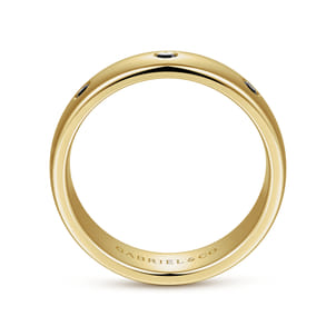 Emrys - 14K Yellow Gold Black Diamond Men's Wedding Ring in High Polished Finish
