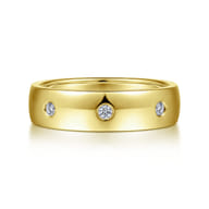 Emrys - 14K Yellow Gold Diamond Men's Wedding Ring in High Polished Finish
