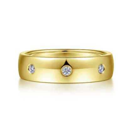 Emrys - 14K Yellow Gold Diamond Men's Wedding Ring in High Polished Finish