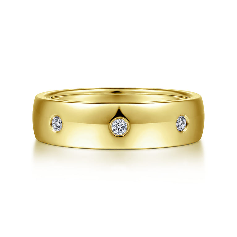 Emrys - 14K Yellow Gold Diamond Men's Wedding Ring in High Polished Finish - 0.3 ct - Shot 1