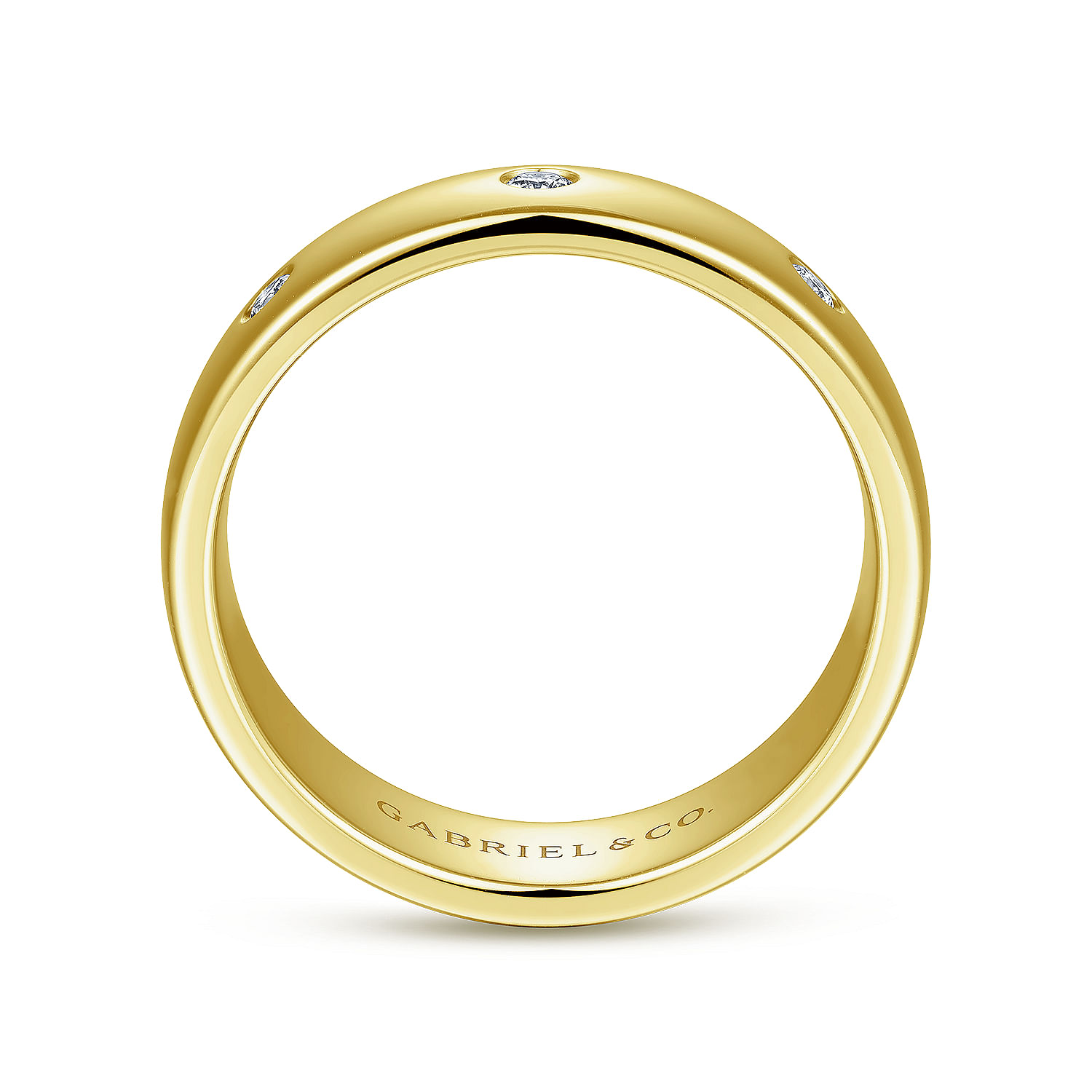 Emrys - 14K Yellow Gold Diamond Men's Wedding Ring in High Polished Finish