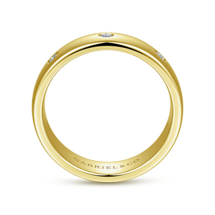 Emrys - 14K Yellow Gold Diamond Men's Wedding Ring in High Polished Finish