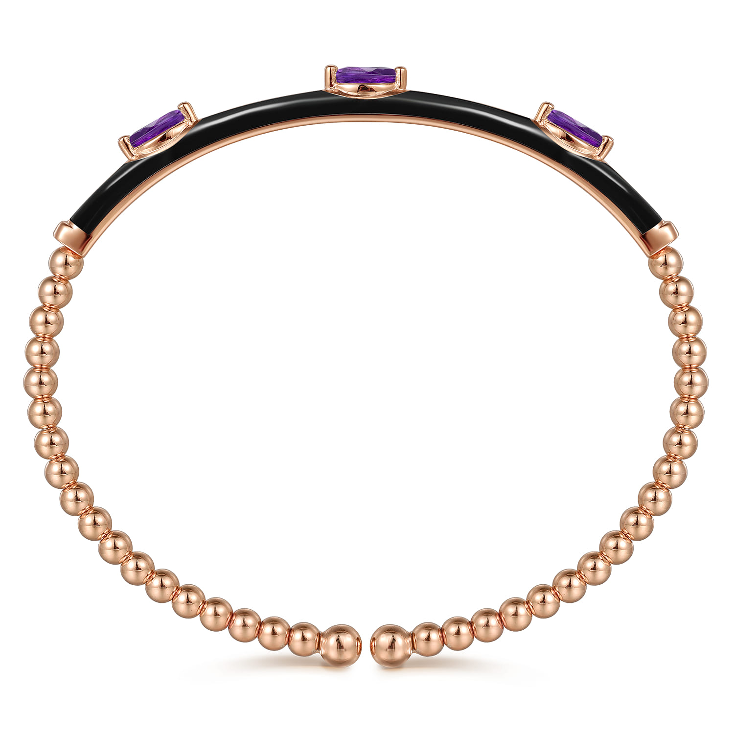 Enamel - 14K Rose Gold Bujukan Amethyst Split Bangle with Black Enamel - Shot 3