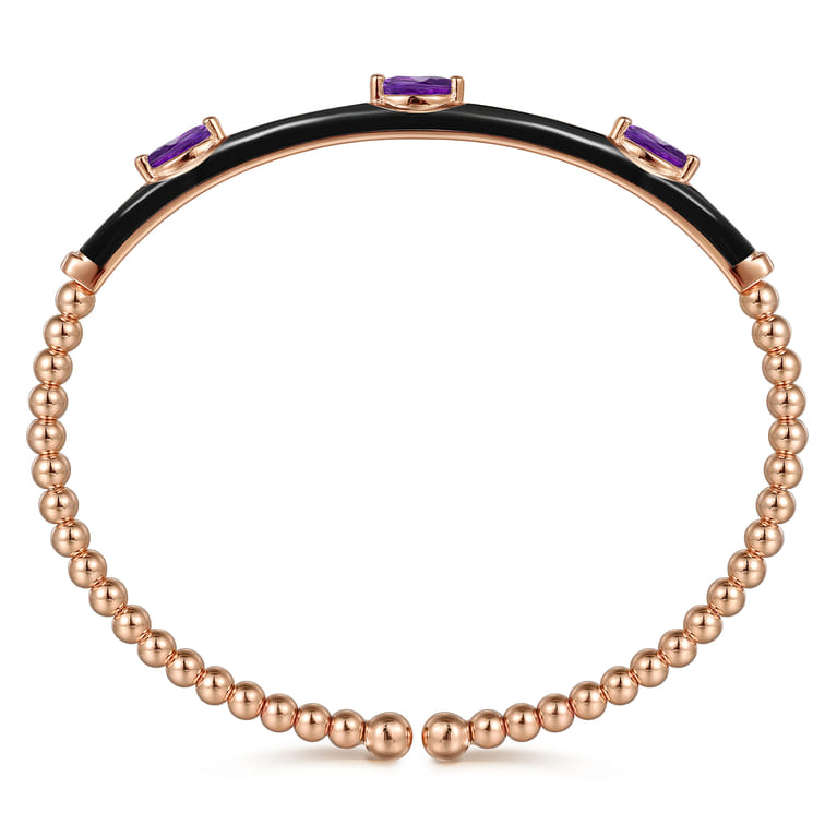 Enamel - 14K Rose Gold Bujukan Amethyst Split Bangle with Black Enamel - Shot 3