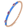 Enamel - 14K Rose Gold Bujukan Amethyst Split Bangle with Blue Enamel