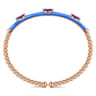 Enamel - 14K Rose Gold Bujukan Amethyst Split Bangle with Blue Enamel