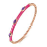 Enamel - 14K Rose Gold Bujukan Amethyst Split Bangle with Fuchsia Enamel