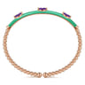 Enamel - 14K Rose Gold Bujukan Amethyst Split Bangle with Mint Green Enamel